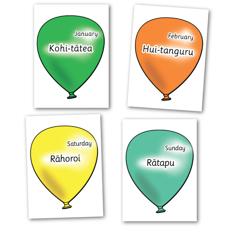 Te Reo Māori Weeks & Months of the Year Balloons