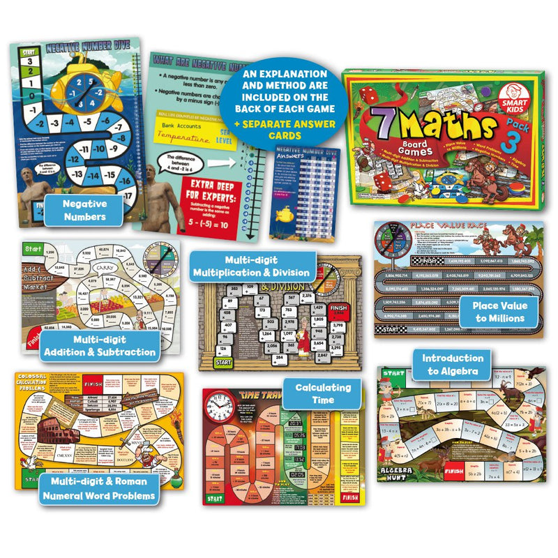 7 Maths Board Games - Pack 3